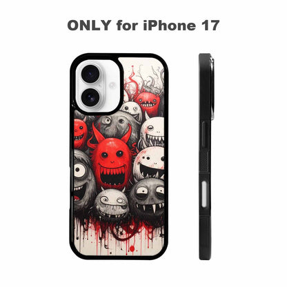 iPhone 17 Case — Black &amp; Red Ink Cartoon Cute, Custom Printed Phone Case