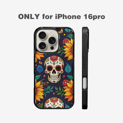 iPhone 16 Pro Case — Sunflowers Hundreds Of Skulls Art Seamless, Custom Phone Case