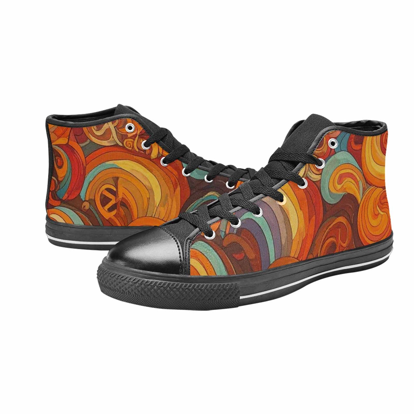 WOMEN'S Groovy 70S Peace High Top Canvas Vivid Custom Sneakers