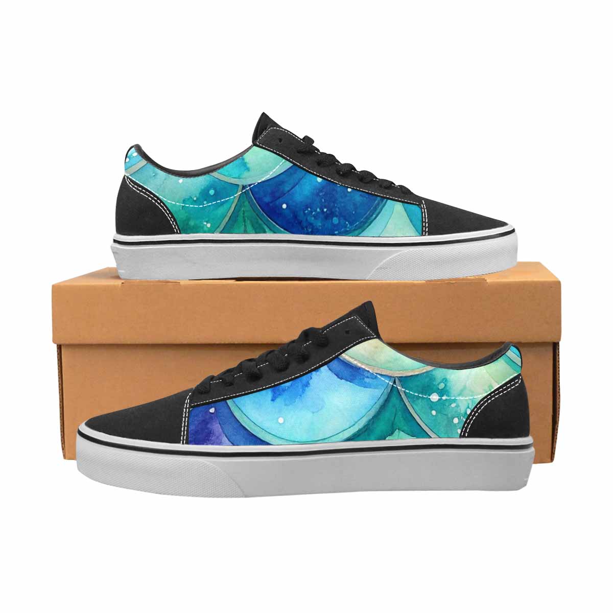 MEN'S Mermaid Scale Canvas Lace-Up Wallpaper Art Custom Sneakers