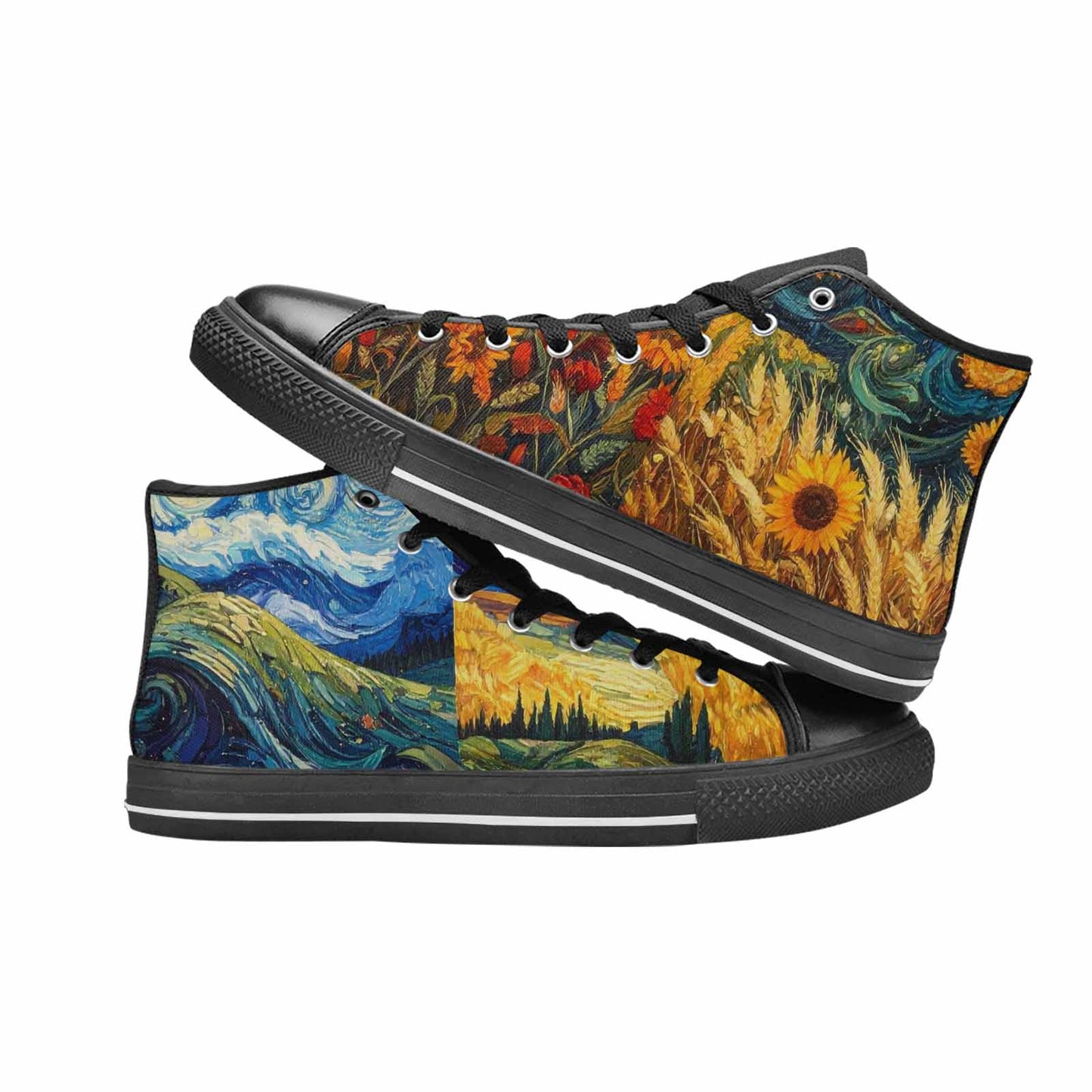 MEN'S Van Gogh-Style Swirl High Top Canvas Surreal Sneakers