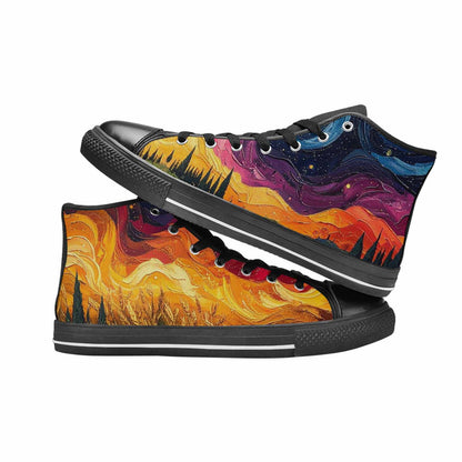 MEN'S Van Gogh-Style Swirl High Top Canvas Vivid Shoes