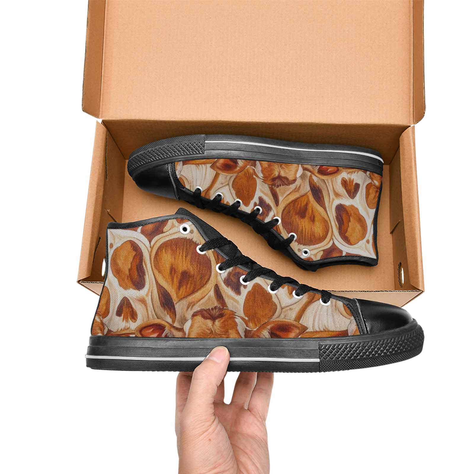 WOMEN'S Cow Animal Print High Top Canvas Vibrant Chaos Shoes