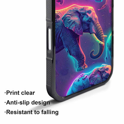 iPhone 17 Air Case — Neon Pizza Elephant Silhouette Original Art, Customized Protective Case