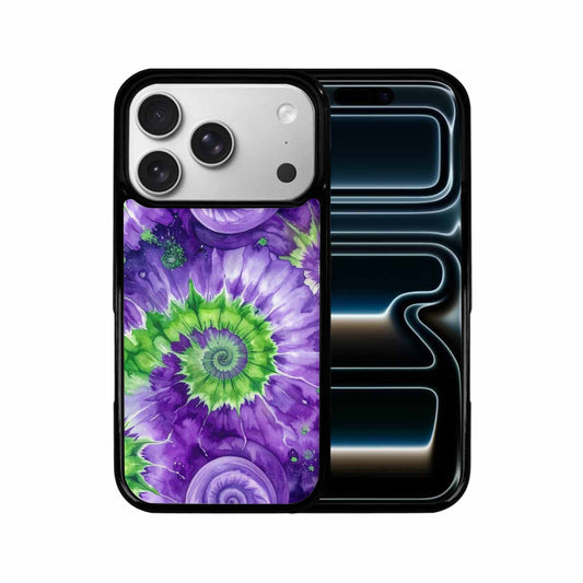 iPhone 17 Pro Case — Tie Dye Purple Green Blended Tie, Customized Protective Case