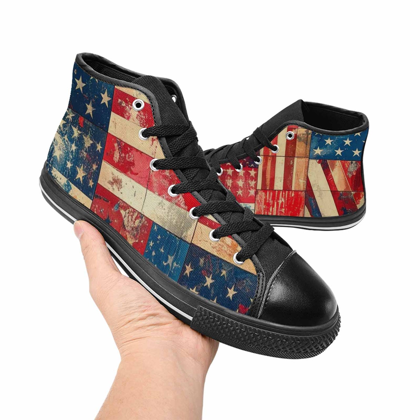 MEN'S American Flag Stars High Top Canvas Y2K Custom Shoes
