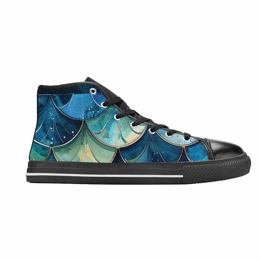 MEN'S Mermaid Scale High Top Canvas Aesthetic Custom Sneakers