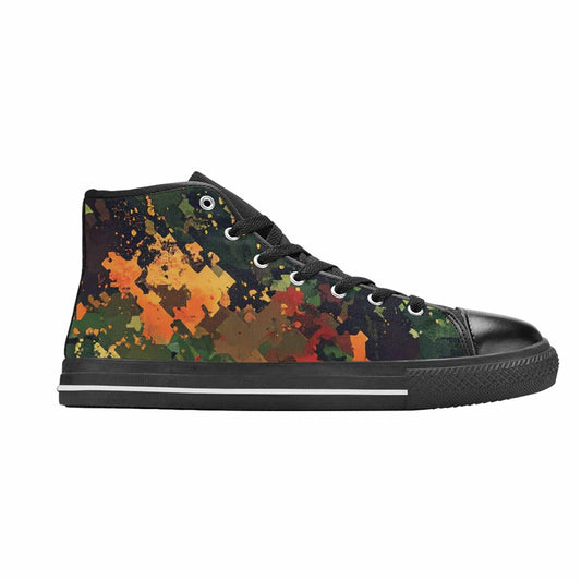 WOMEN'S Military Camouflage Blotch High Top Canvas Vibrant Chaos Sneakers