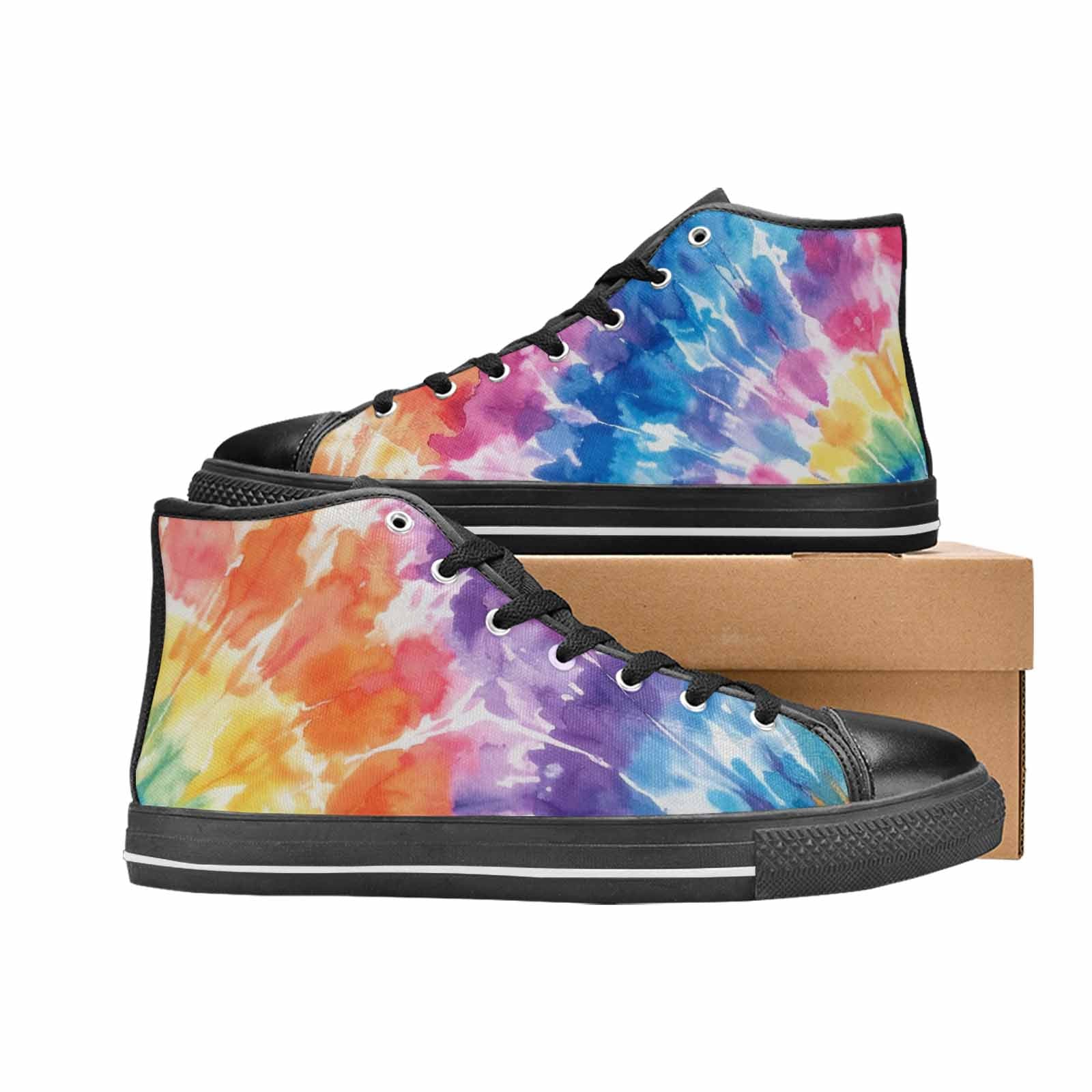 MEN'S Tie Dye Swirl High Top Canvas Dreamcore Custom Sneakers