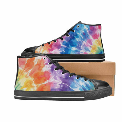 MEN'S Tie Dye Swirl High Top Canvas Dreamcore Custom Sneakers