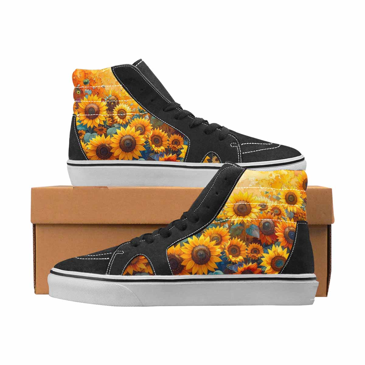 WOMEN'S Sunflowers Full Color High Top Canvas Made To Order Vivid Sneakers