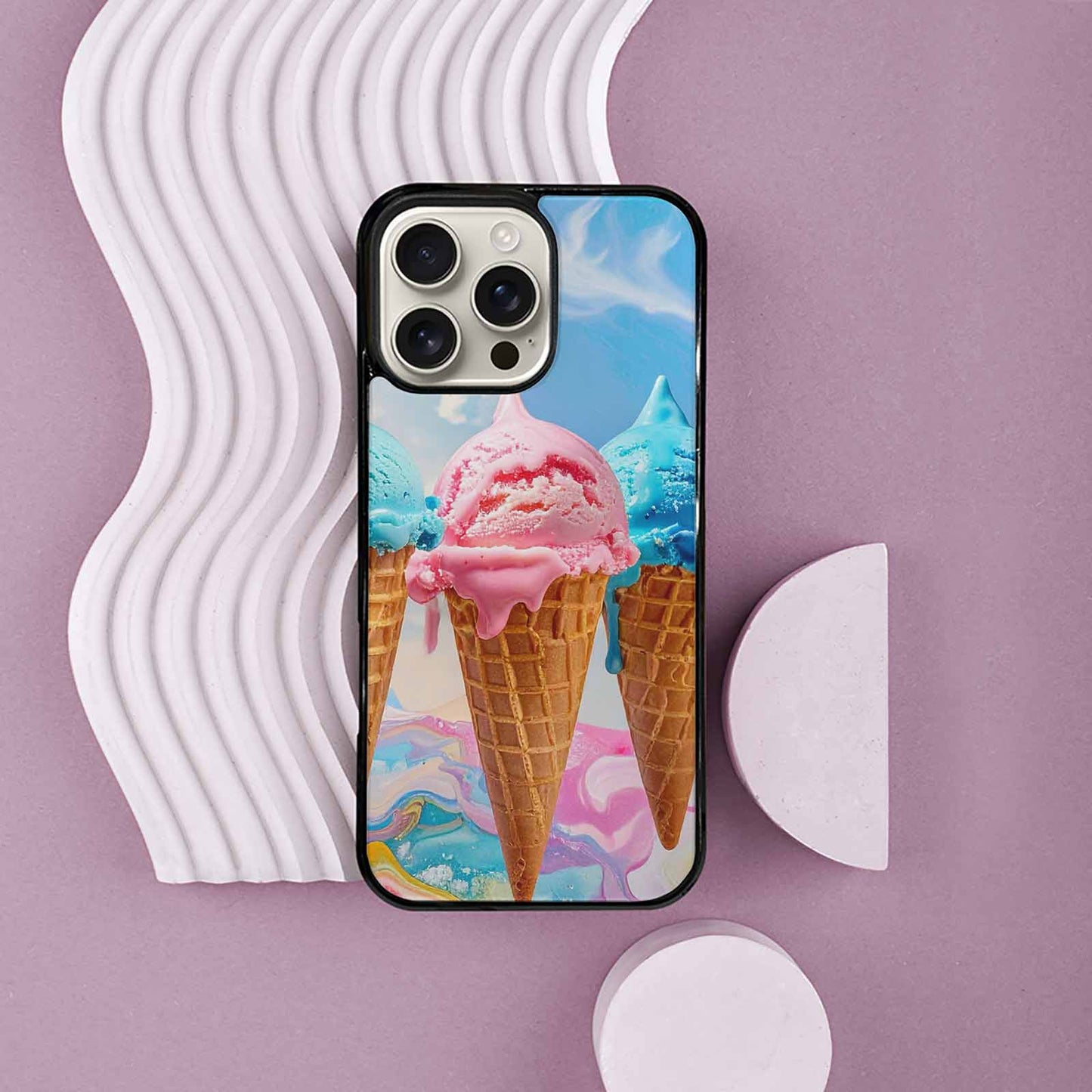 iPhone 16 Pro Max Case — Collage Of Overlapping Waffle Cone Icecream, Custom Print Case Cover