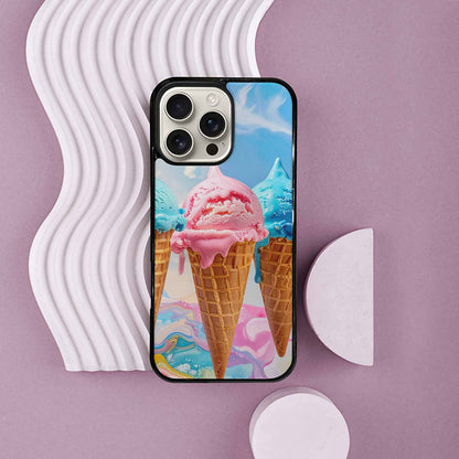 iPhone 16 Pro Max Case — Collage Of Overlapping Waffle Cone Icecream, Custom Print Case Cover