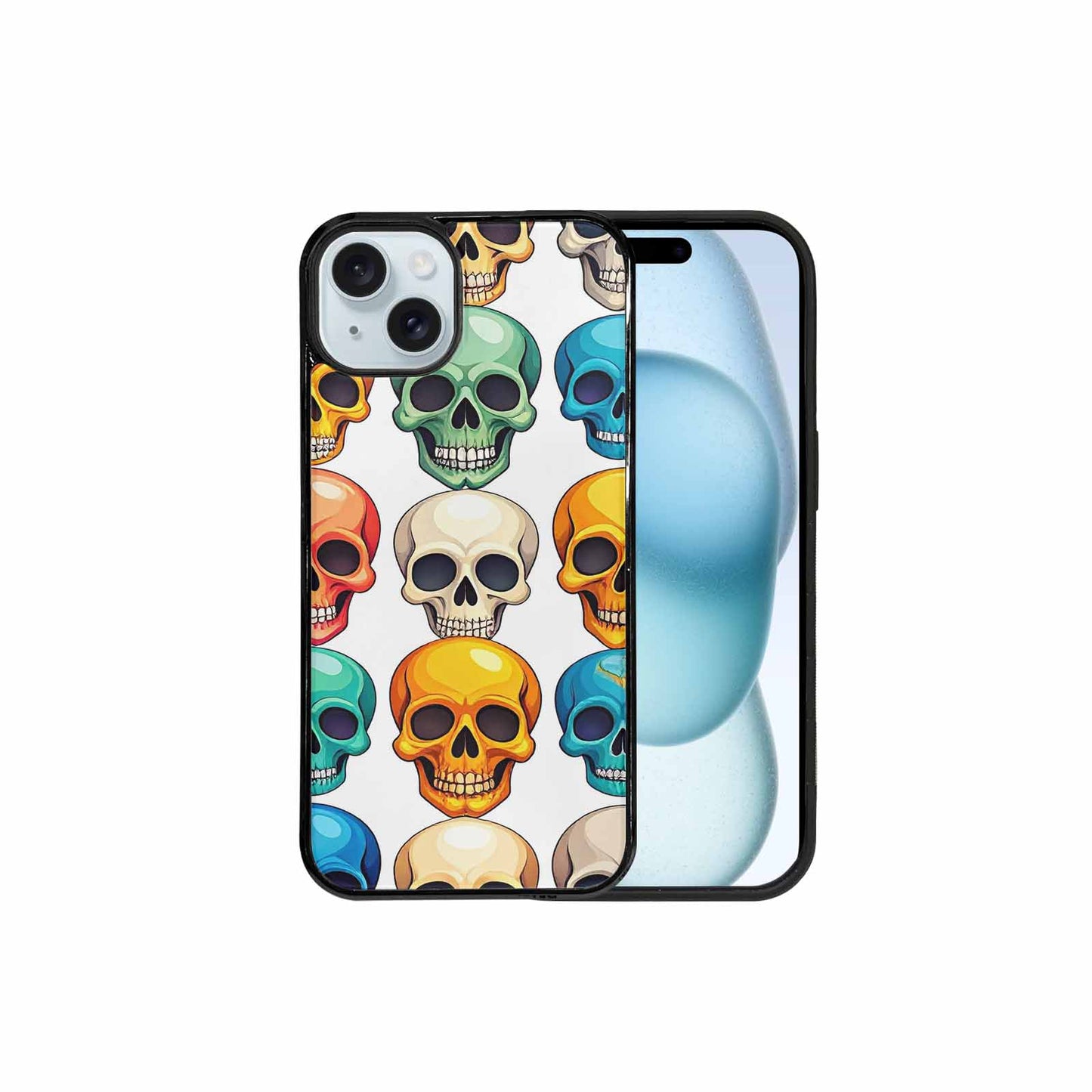 iPhone 15 Plus Case — Vibrant Skull Seamless, Custom Designed Case Cover
