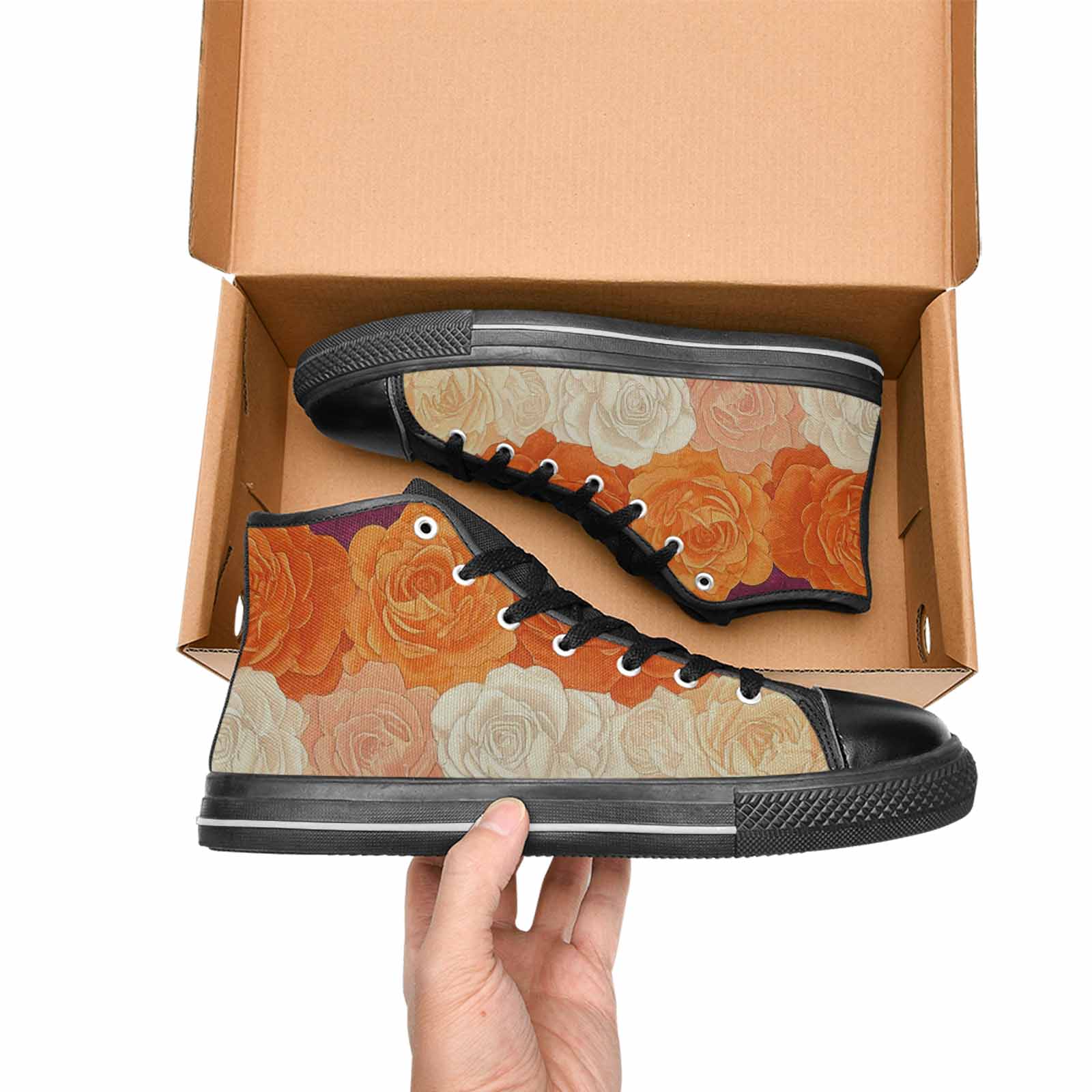 MEN'S Lesbian Flag Color High Top Canvas Vivid Shoes