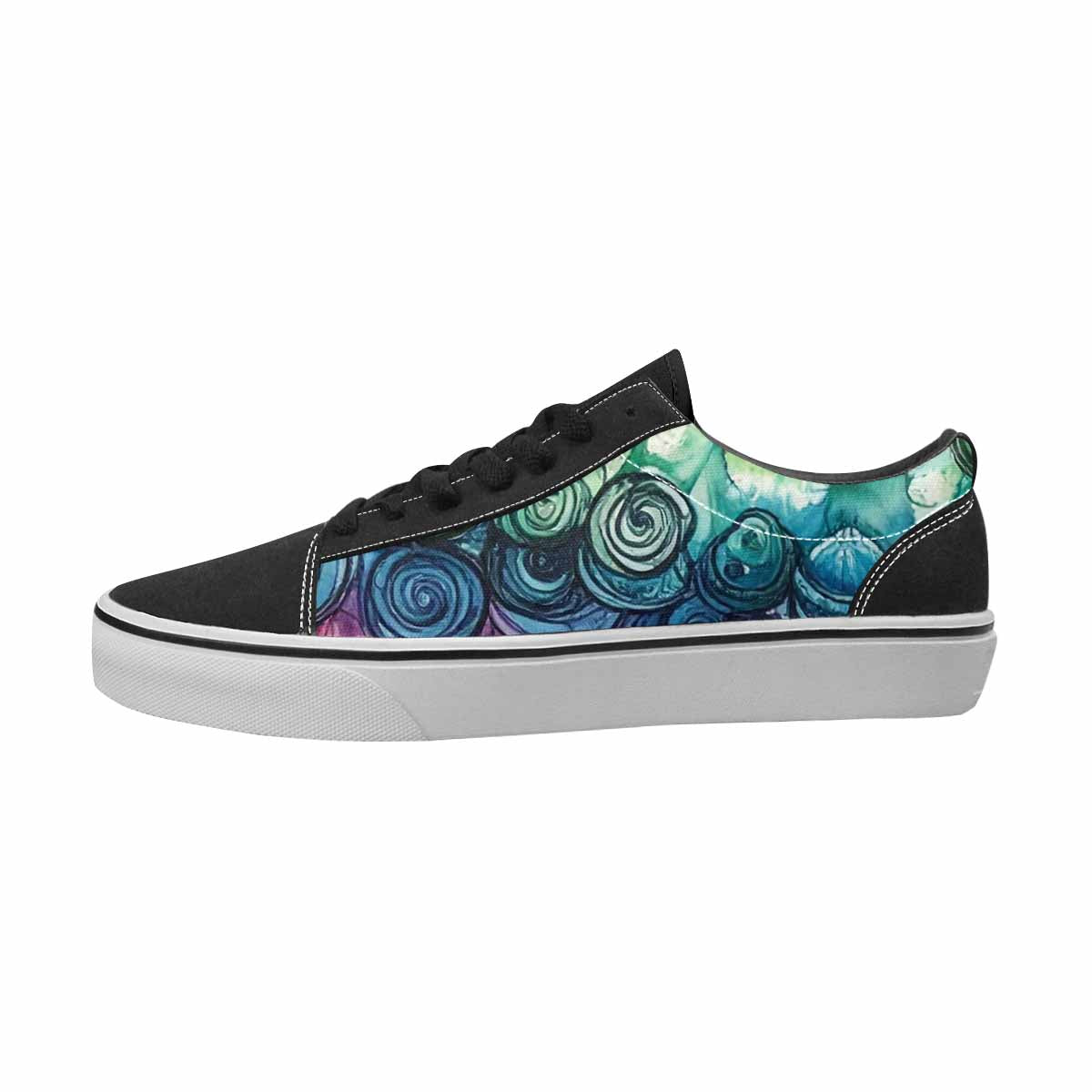 WOMEN'S Tie Dye Black & Green Ink Canvas Boutique Vibrant Chaos Custom Art Shoes