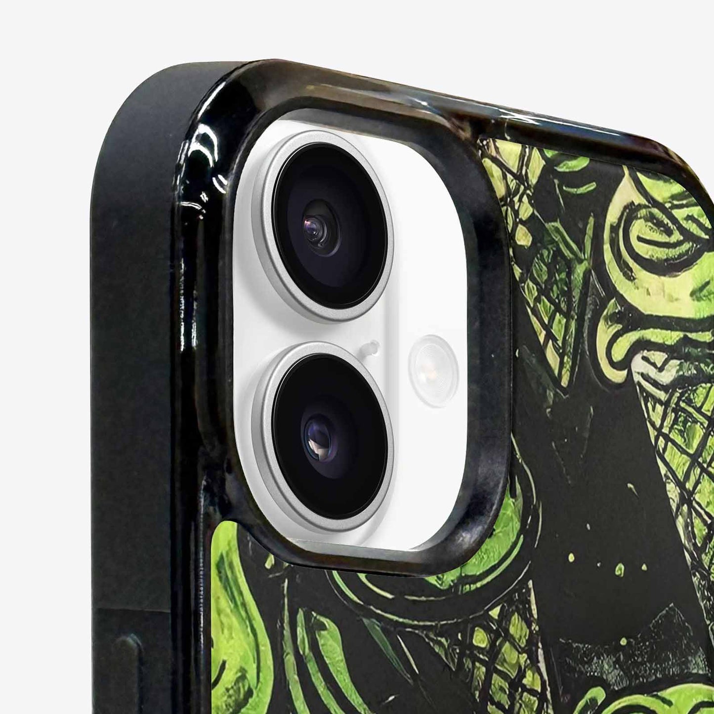 iPhone 16 Plus Case — Ice Cream Motif Black Green Ink, Custom Made Phone Cover