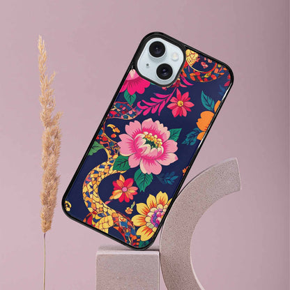 iPhone 15 Plus Case — Floral Snake Print Custom, Custom Phone Case