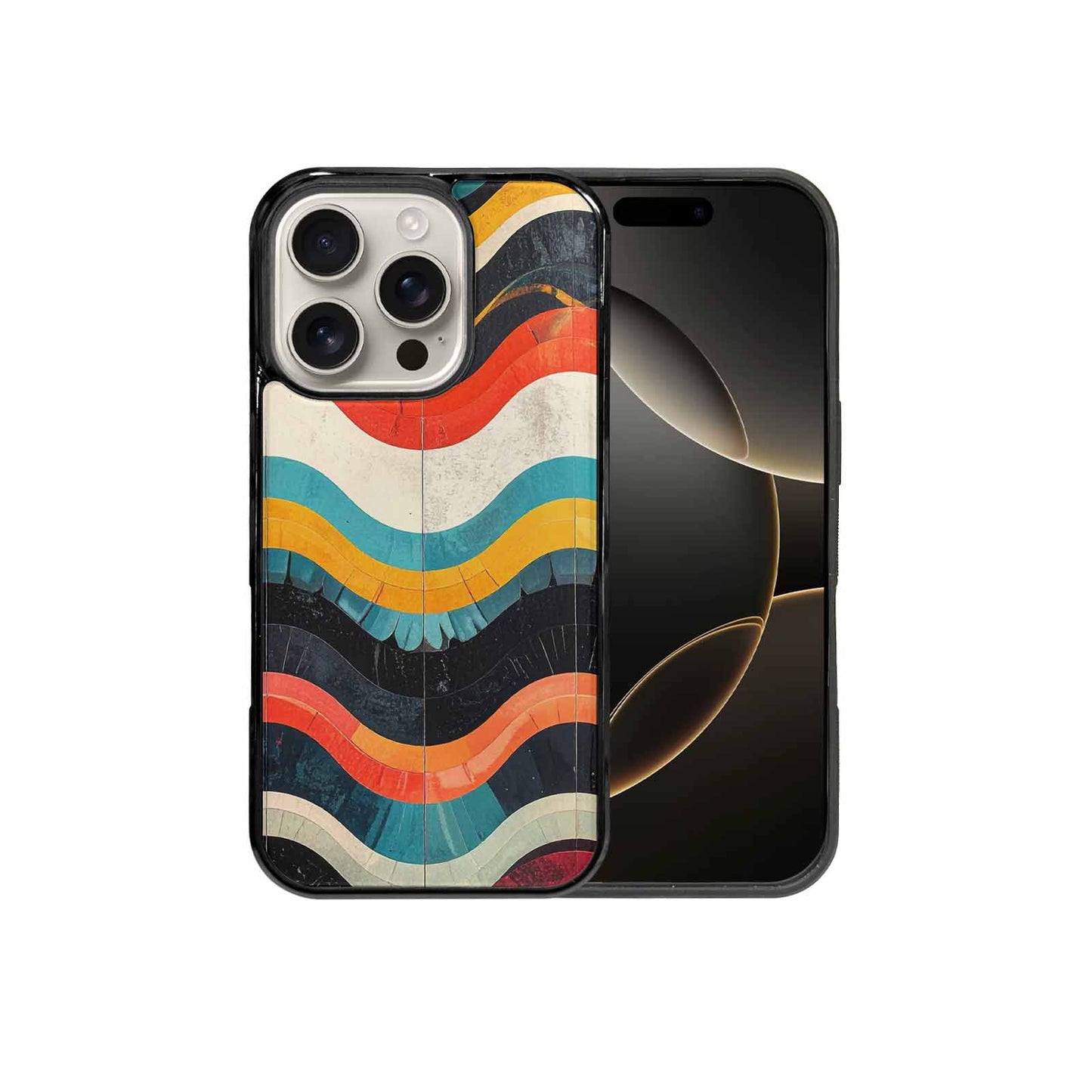 iPhone 16 Pro Case — Retro Wave Scallop Stripe Small Wavy, Unique Phone Case Design