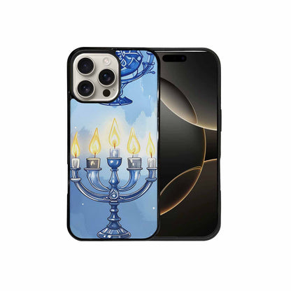 iPhone 16 Pro Max Case — Hanukkah Menorah Pattern Seamless Repeat Jewish, Custom Art Phone Cover