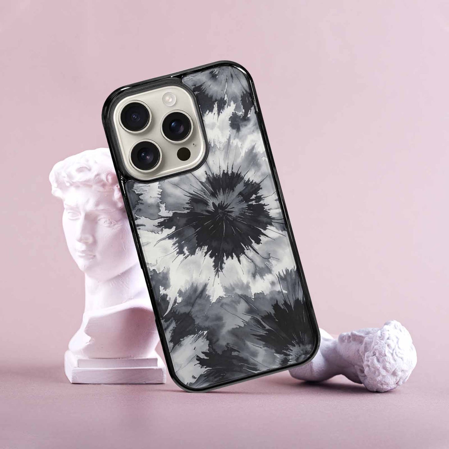 iPhone 16 Pro Case — Tie Dye Black And Gray Blended, Personalized Phone Case