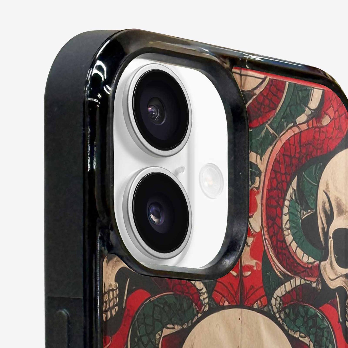 iPhone 16 Plus Case — Traditional Tattoo Style Skulls Entwined With, Custom Made Phone Cover