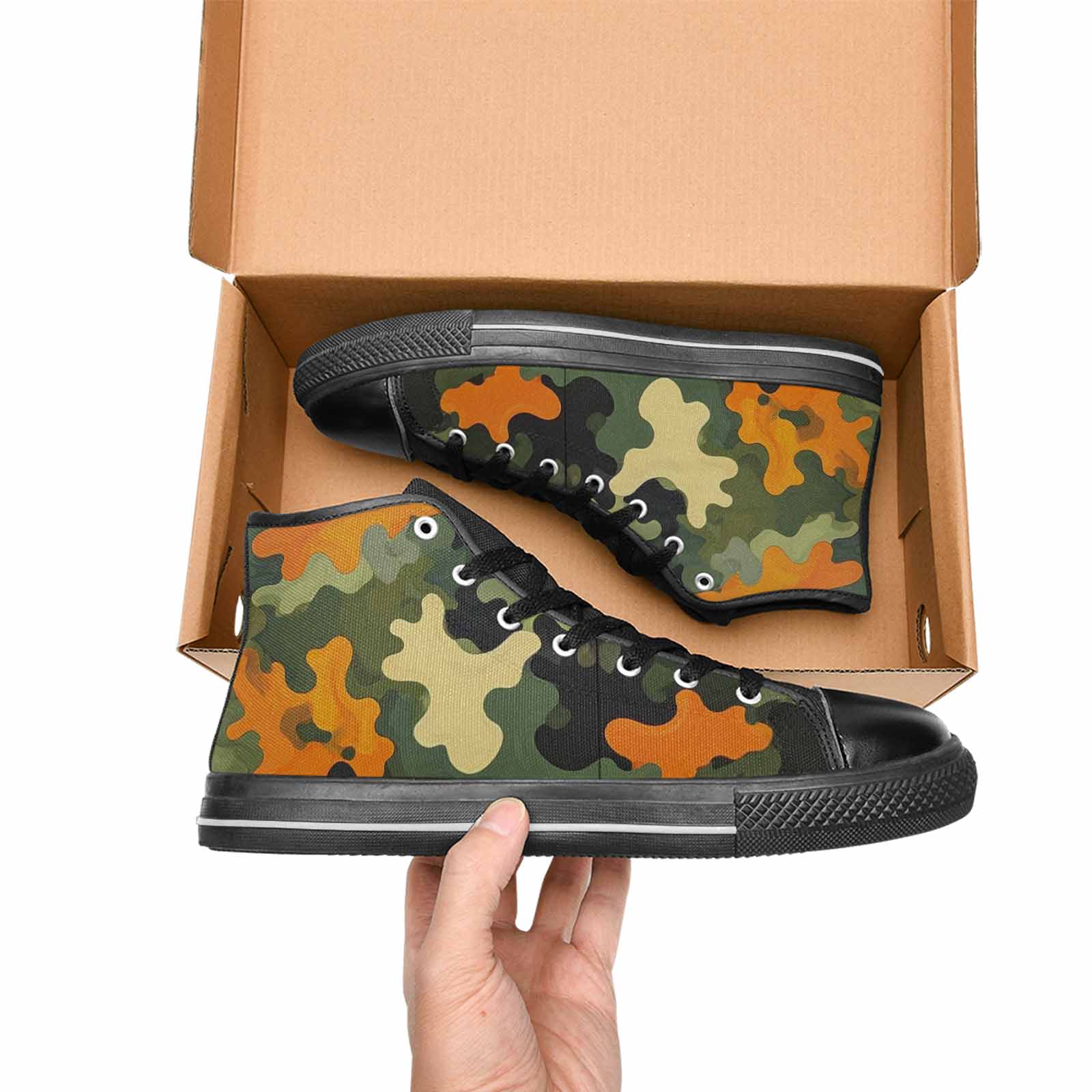 MEN'S Military Camouflage Blotch High Top Canvas Vivid Shoes