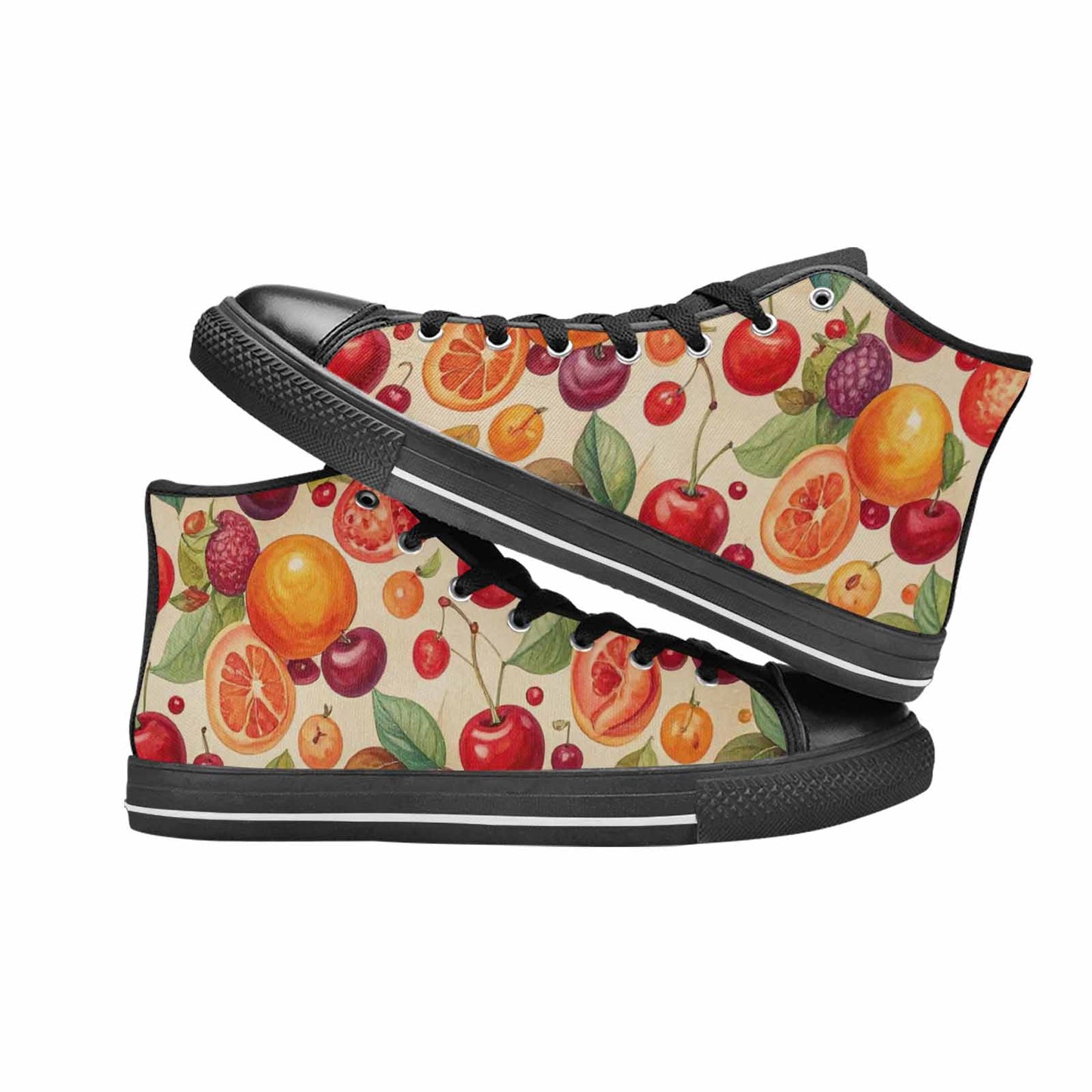WOMEN'S Cherry Fruit Print High Top Canvas Cottagecore Shoes