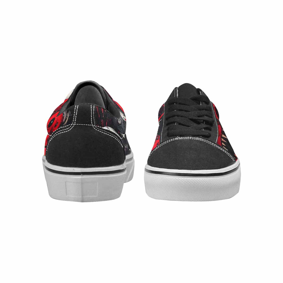 WOMEN'S Monsters Black & Red Ink Canvas Made To Order Vibrant Chaos Custom Printed Shoes