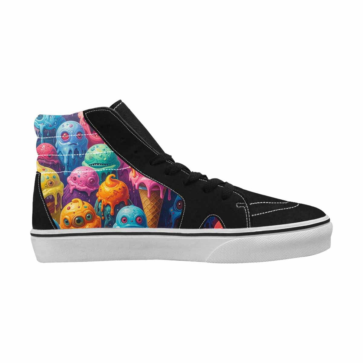 MEN'S Melting Ice Cream Monster High Top Canvas Cottagecore Custom Sneakers