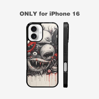 iPhone 16 Case — Multi Eye Monster Black Red Ink, Custom Art Phone Cover