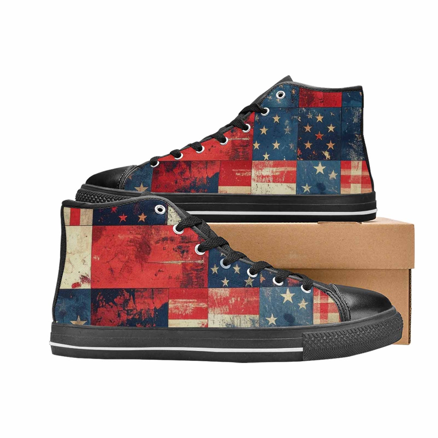 MEN'S American Flag Stars High Top Canvas Dreamcore Custom Sneakers