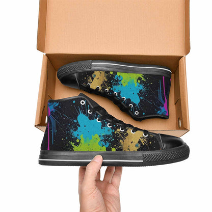 WOMEN'S Paint Splatter High Top Canvas Dark Academia Sneakers