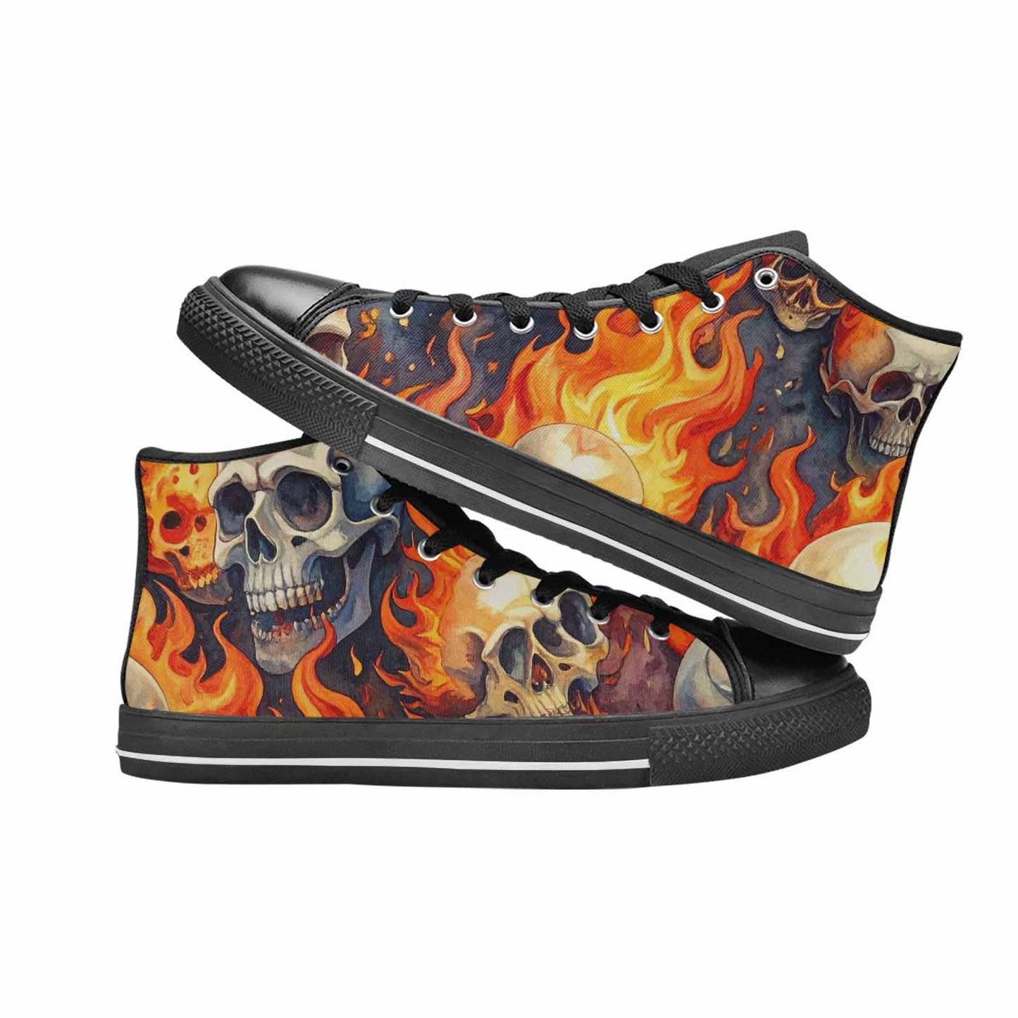 MEN'S Skulls - Flaming High Top Canvas Dark Academia Sneakers