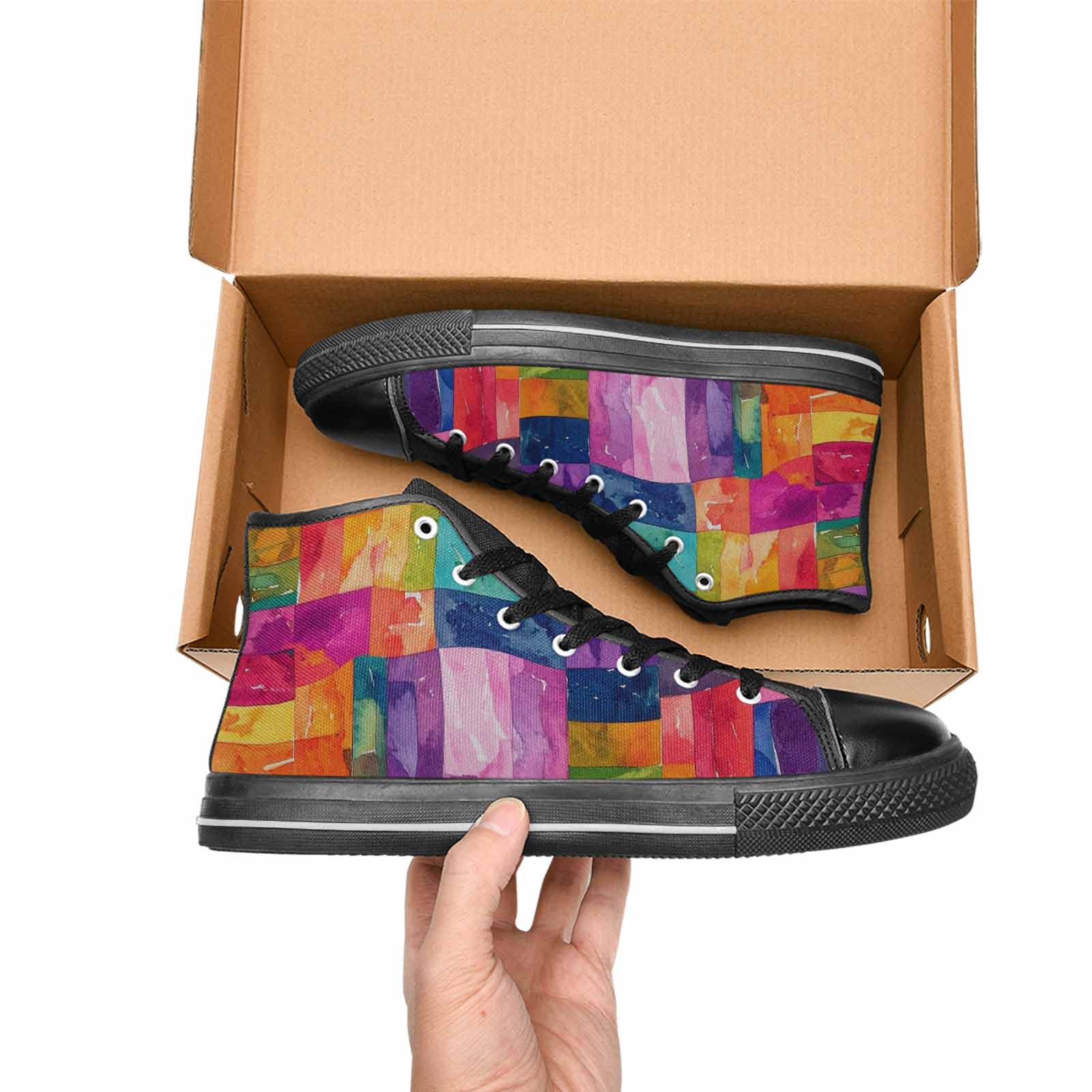 MEN'S Rainbow Pride Flag High Top Canvas Aesthetic Custom Sneakers