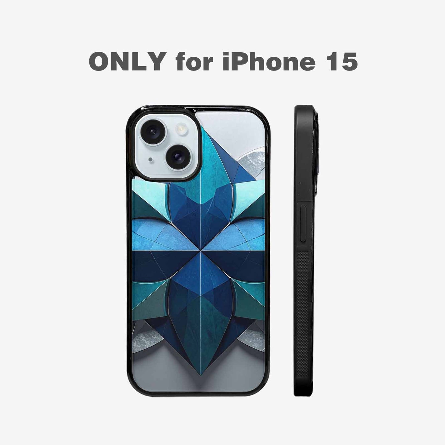 iPhone 15 Case — Geometric Origami Art Pattern, Custom Print Case Cover