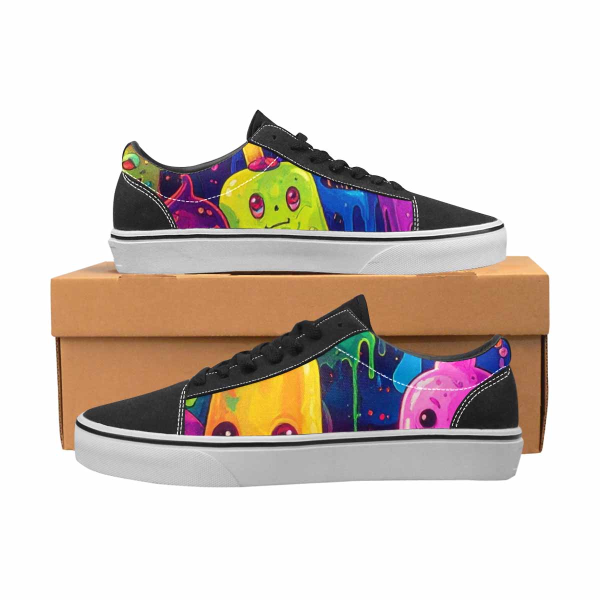 WOMEN'S Ice Cream Monsters  Lace-Up Canvas Cottagecore Custom Sneakers