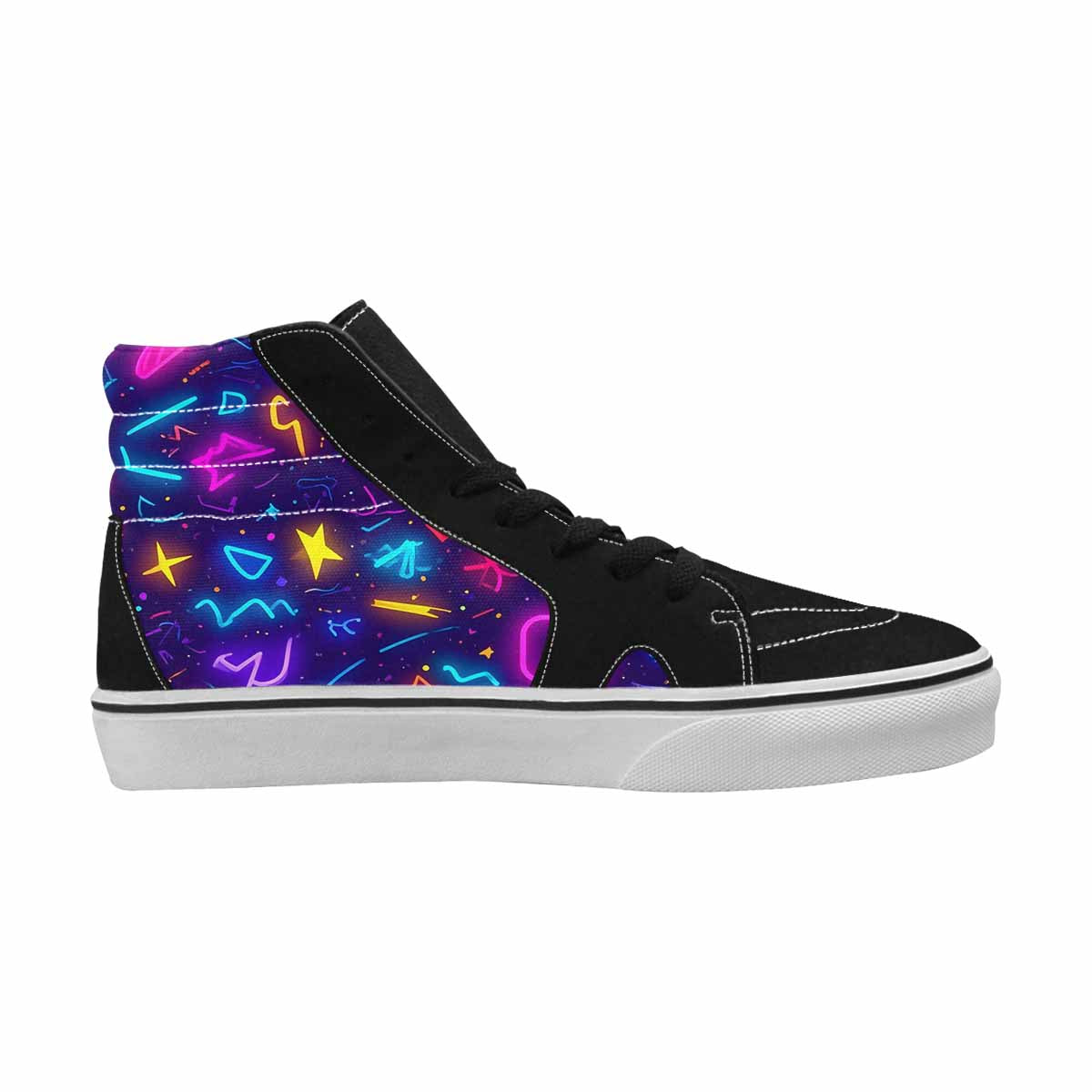 MEN'S 80s Retro Motif 80s High Top Canvas Wallpaper Art Sneakers