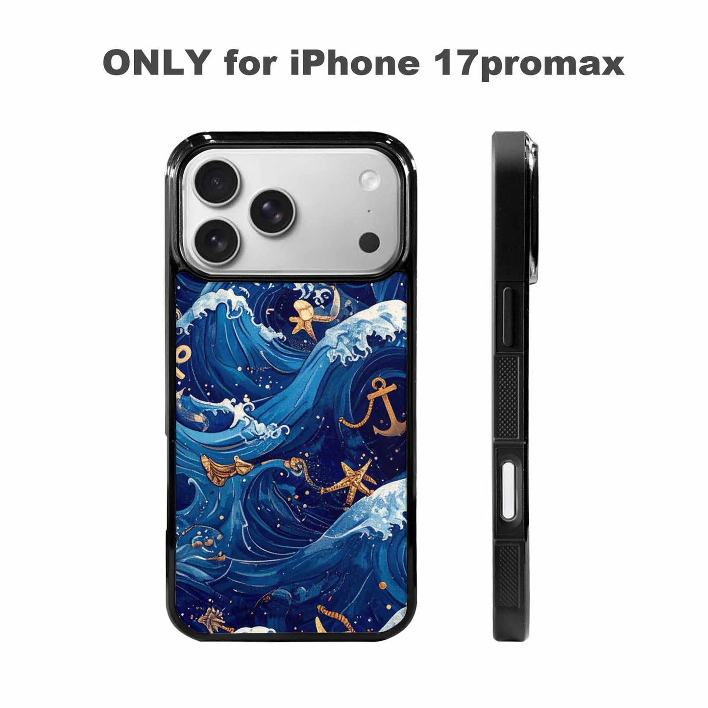 iPhone 17 Pro Max Case — Small Ocean Wave Pattern, Original Art, Custom Printed Phone Case