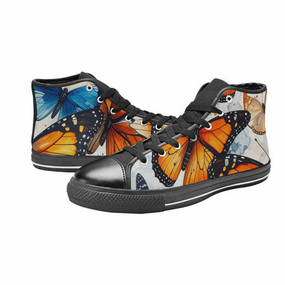 MEN'S Butterfly Wing High Top Canvas Neon Fantasy Custom Sneakers