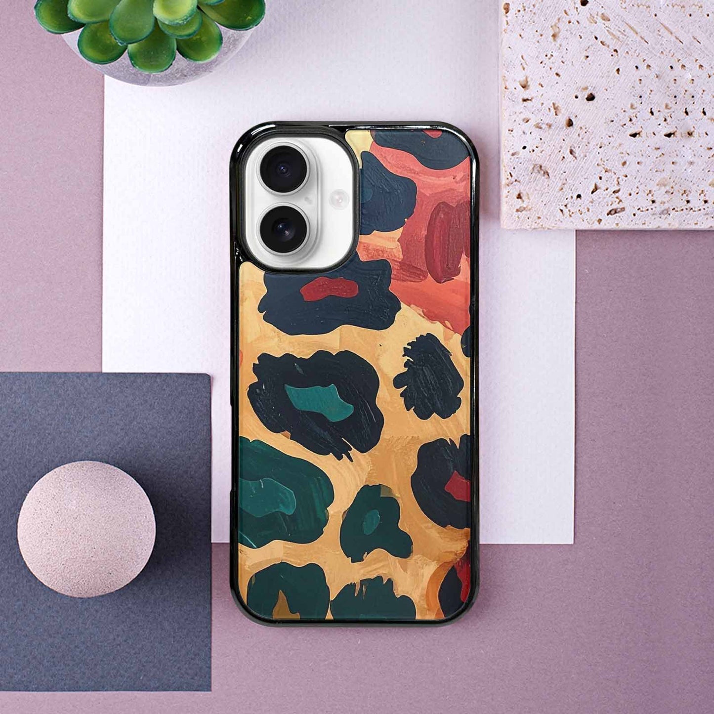 iPhone 16 Case — Leopard Wallpaper Print, Custom Art Phone Cover