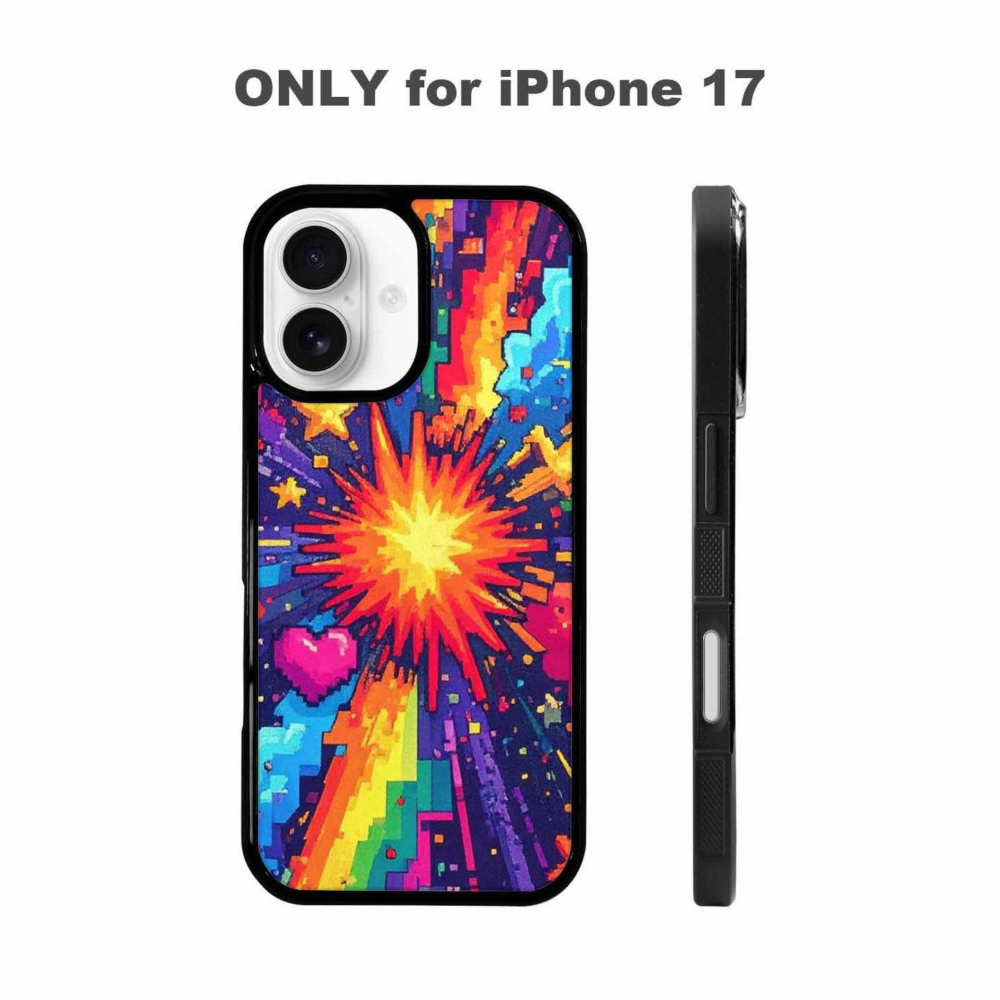 iPhone 17 Case — Pixel Art Bit Burst Original Art, Unique Phone Case Design