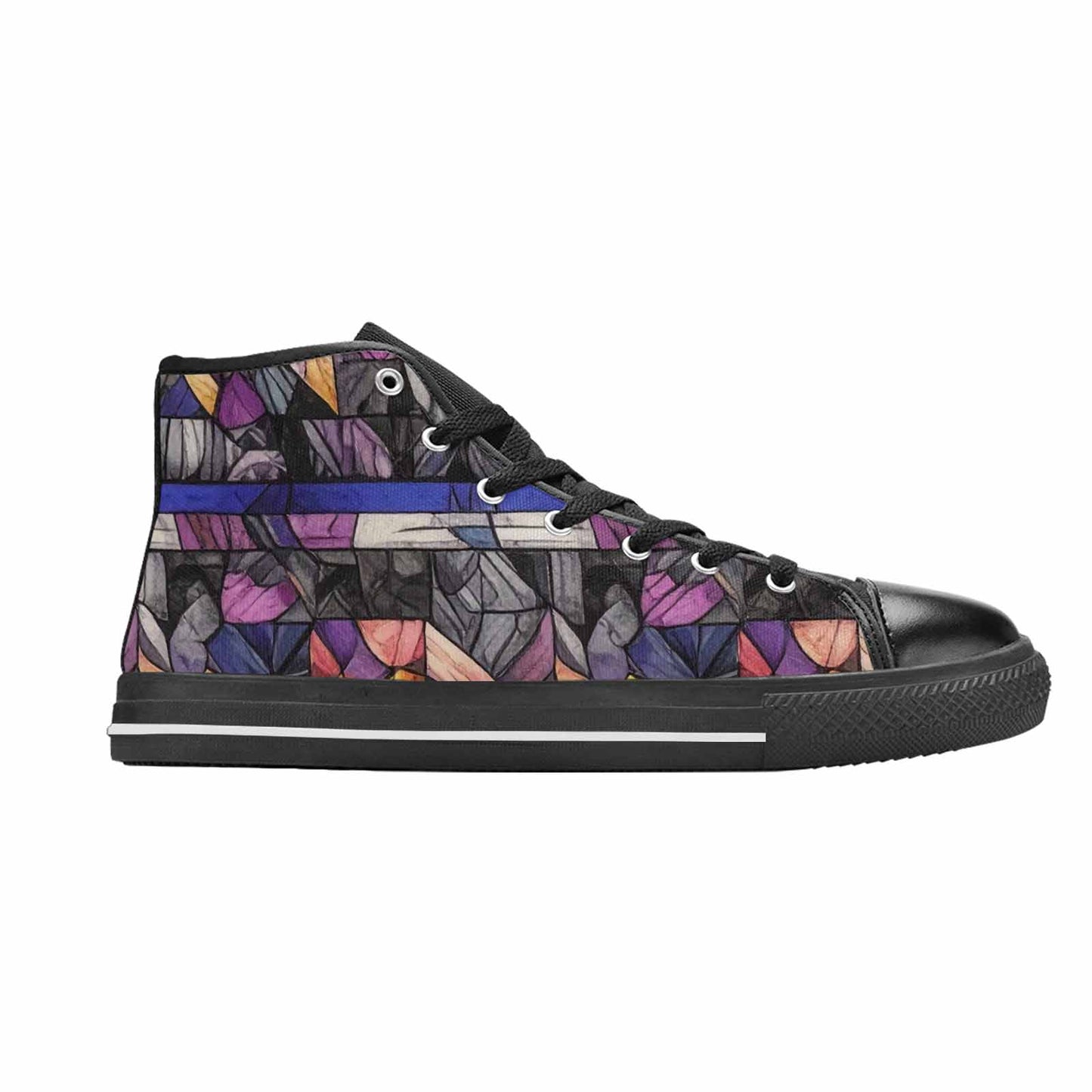 MEN'S Asexual Flag Color High Top Canvas Aesthetic Custom Sneakers
