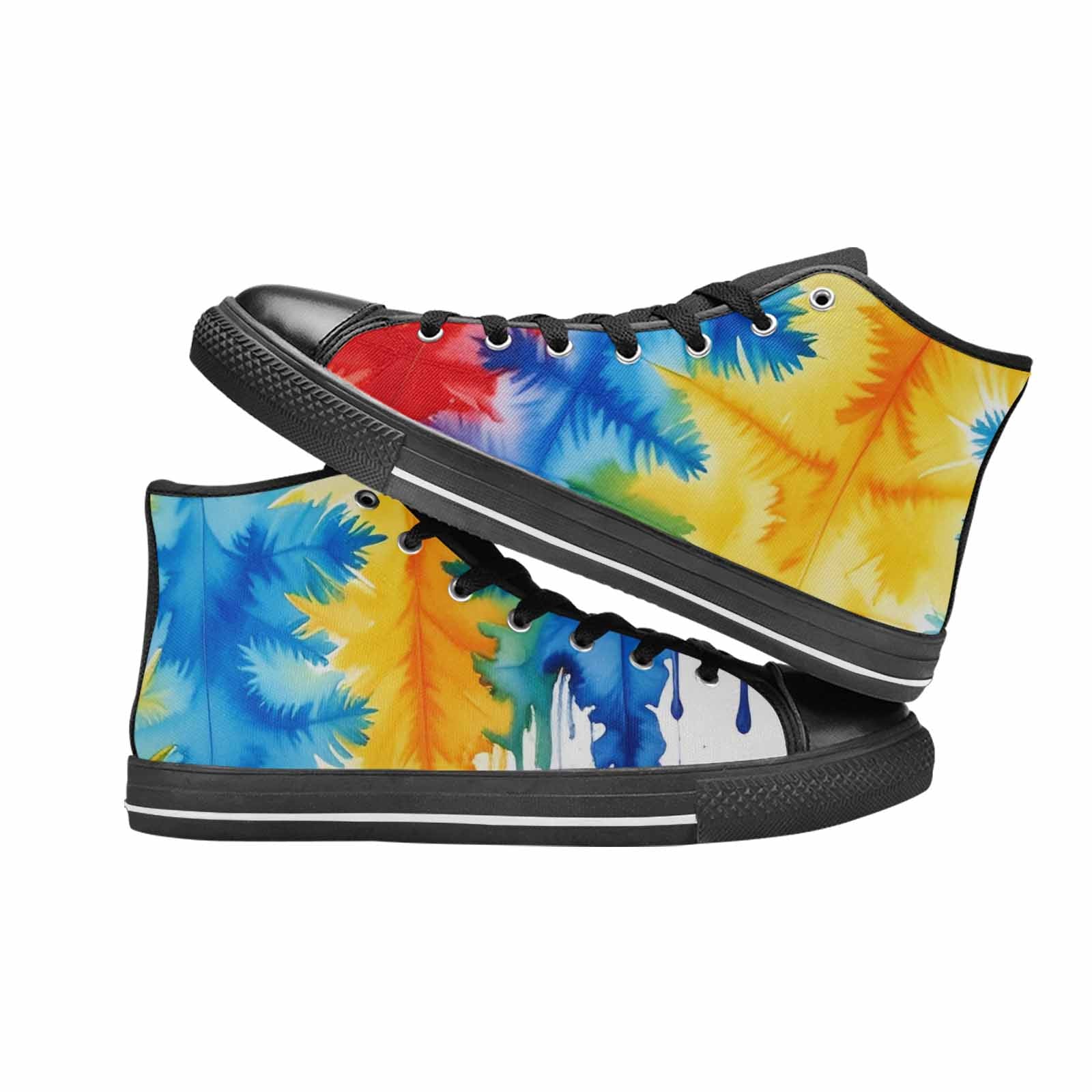 MEN'S Tie Dye Drip High Top Canvas Vivid Custom Shoes