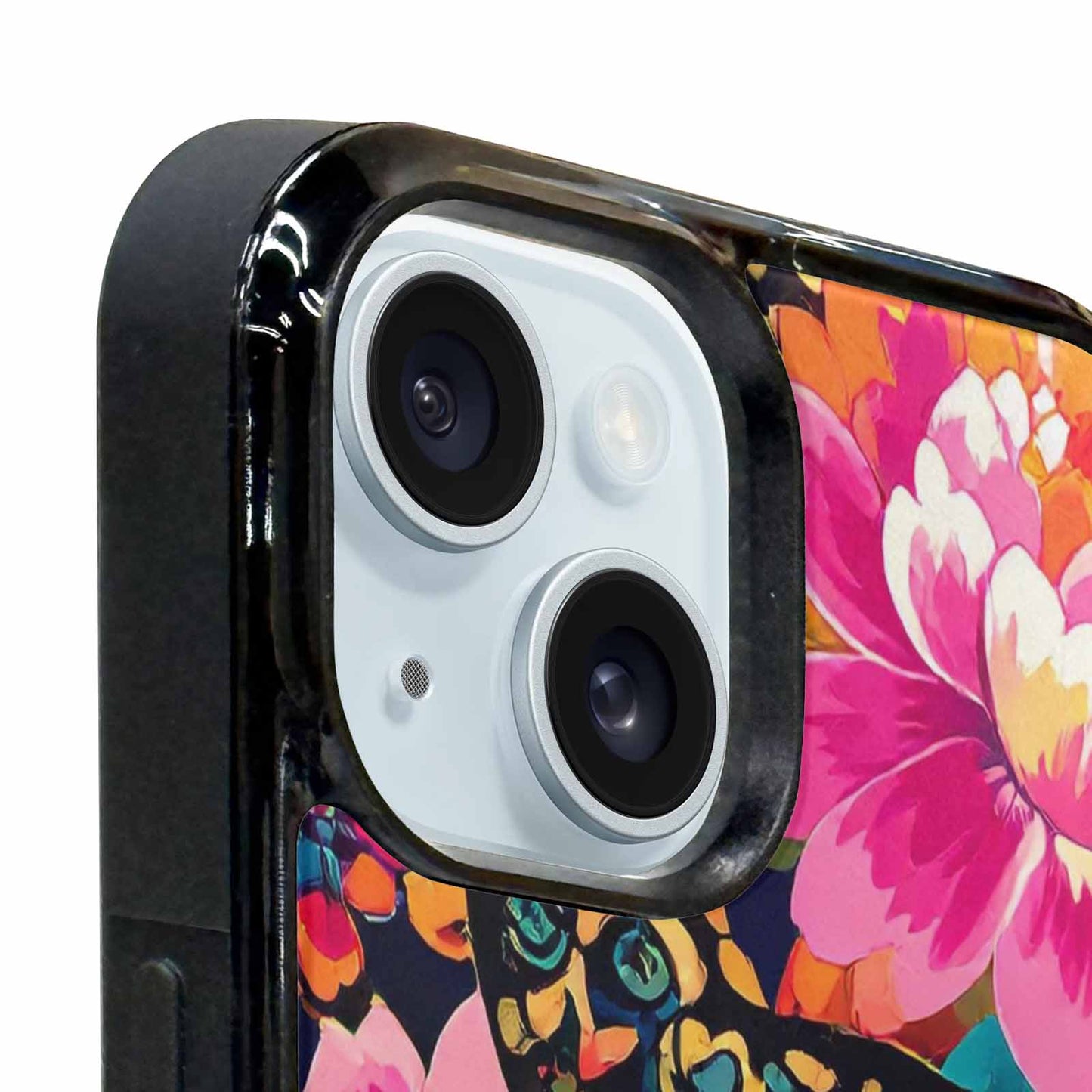 iPhone 15 Plus Case — Snakes Print Floral Seamless Pattern Vibrant, Personalized Phone Case