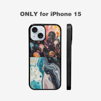 iPhone 15 Case — Aliens Marblealiens Pattern Dms, Custom Art Phone Cover