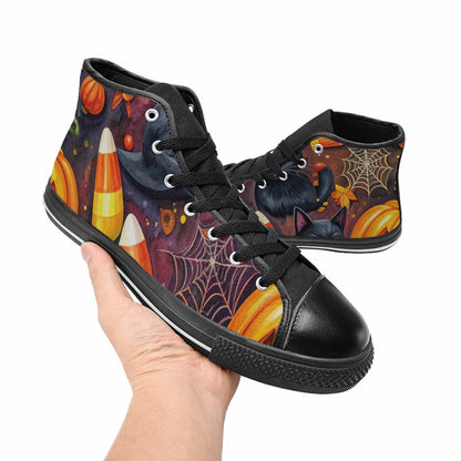 WOMEN'S Halloween High Top Canvas Vibrant Chaos Sneakers