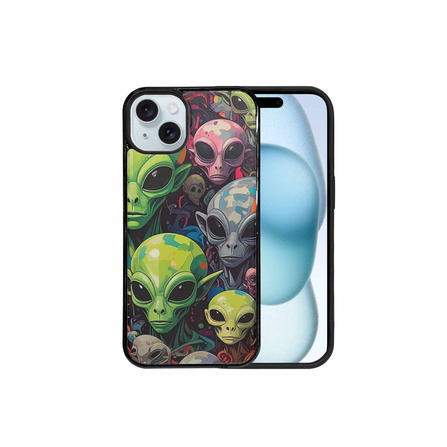 iPhone 15 Plus Case — Aliens Camo Aliens Pattern Hundreds Of, Custom Printed Phone Case