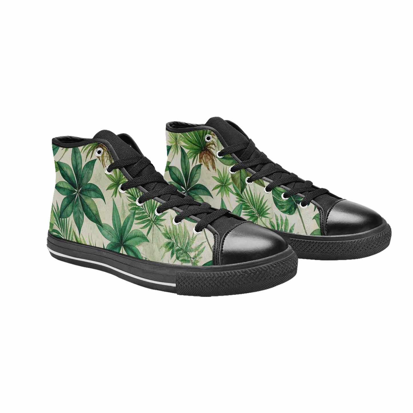 WOMEN'S Seven-Point Palmate Leaf High Top Canvas Vibrant Chaos Sneakers