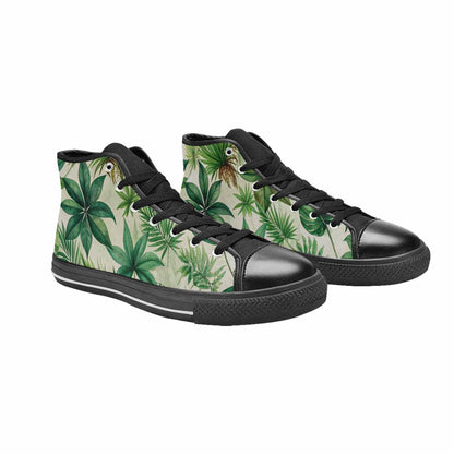 WOMEN'S Seven-Point Palmate Leaf High Top Canvas Vibrant Chaos Sneakers